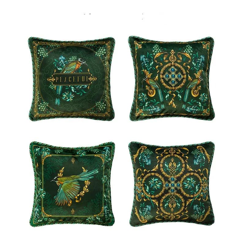 Home Decorative Throw Pillow Cushion Cover, Dark Green Pillowcase, Luxury Pillowcase, Sofa, Couch, Bed, 18x18 Inches, 45cm