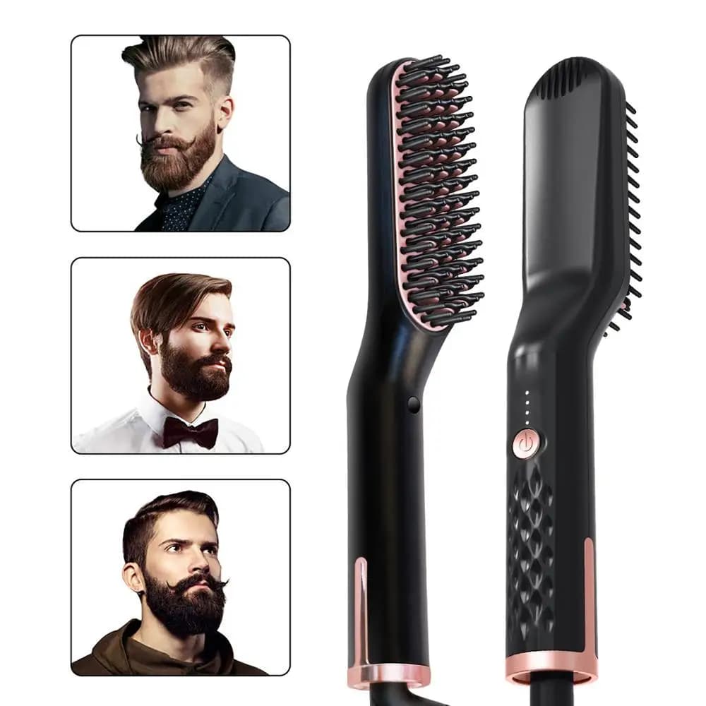 Men's Electric Hair Plate Styler Smooth Brush Smart Iron Ceramic Brush For Women's Rotating Hair Tool For Styling