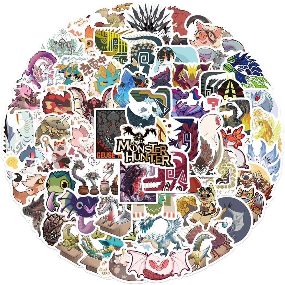 10/30/64pcs Monster Hunter Gioco Adesivi Per Skateboard Notebook Computer Auto Bike Decal Giocattolo Per Bambini FAI DA TE Impermeabile Adesivo Del Fumetto