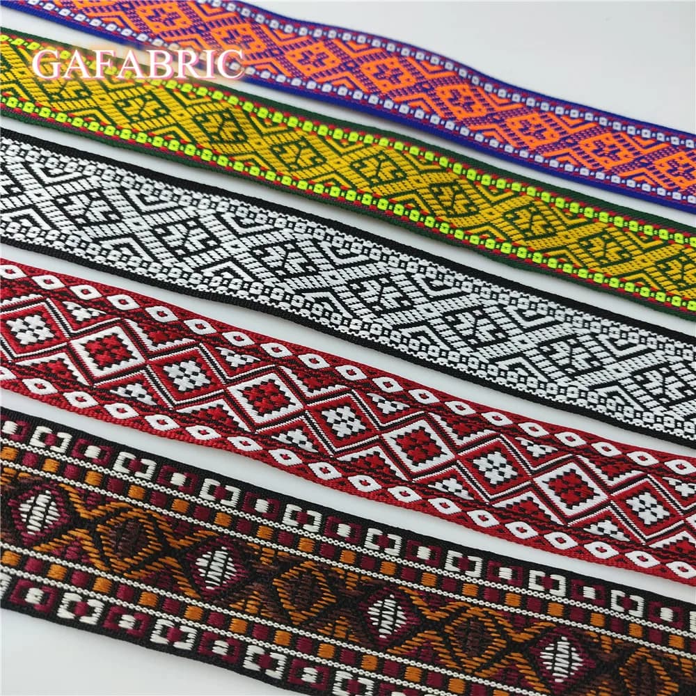 1Yard etnico ricamo nastro pizzo tappezzeria Vintage fantasia tessitura rifilatura accessori per borse fai da te tessuto ricamato