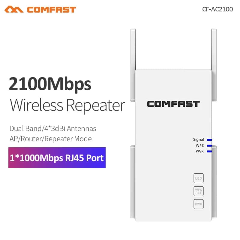 Comfast AC2100 Ripetitore WiFi Dual Band 2.4G e 5.8GHz Extender Wireless 2100Mbps Gigabit Potente Gamma di Segnale Booster Router AP