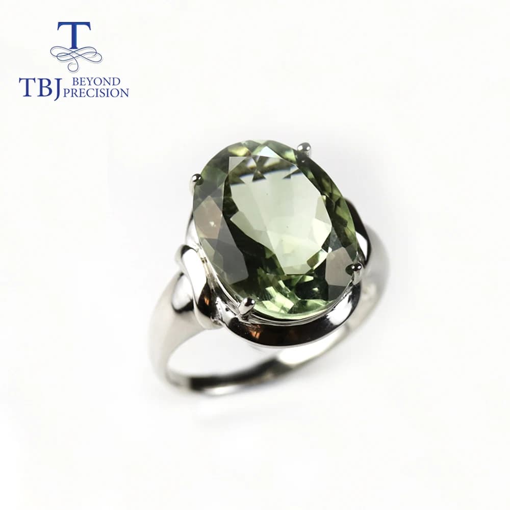 2026, 10ct natural green amethyst gemstone big ring,natural brazil gemstone jewelry 925 sterling silver fine jewelry for women