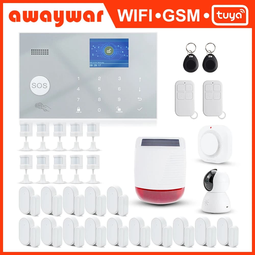 Awaywar Tuya Sistema di Allarme 433MHz Wireless WIFI GSM RFID kit di Sicurezza APP Remote di Controllo Antifurto Smart Home, Casa Intelligente PIR Rivelatore PORTA