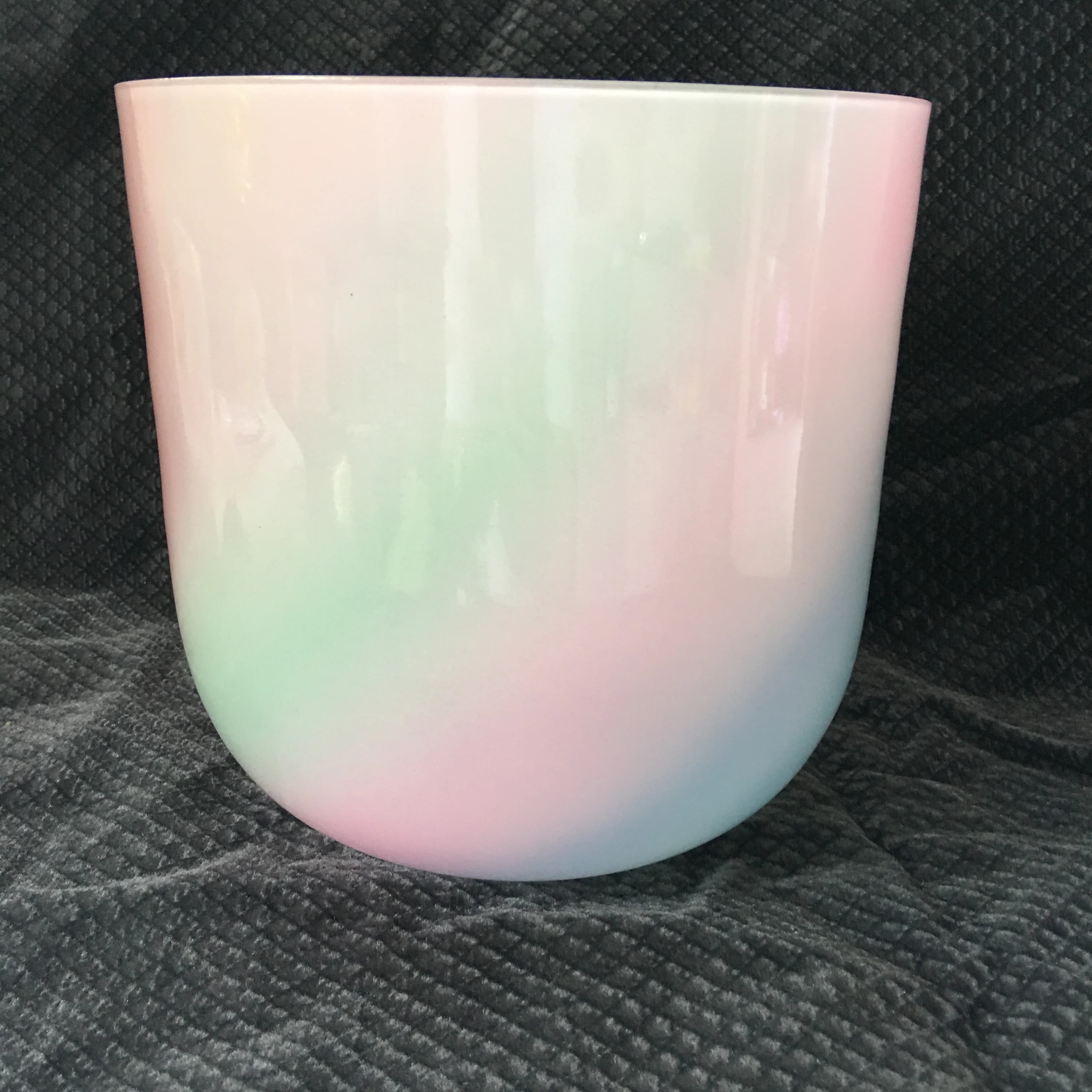 Rainbow pastel mixed colors Crystal singing bowl 2nd octave A note Third eye chakra or A# note Pineal charka deep tones sound