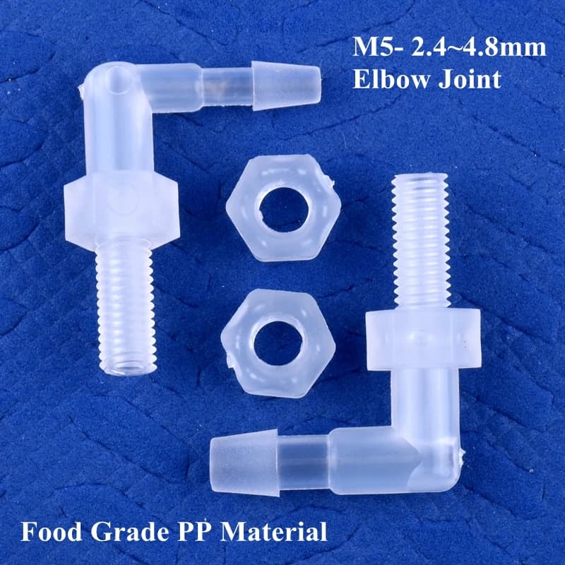 5 ~ 200 pz M5 A 2.4 ~ 4.8mm Food Grade PP Plastica Pagoda Gomito Connettore Acquario Serbatoio Raccordi Micro Irrigazione Tubo Dell'acqua Giunti