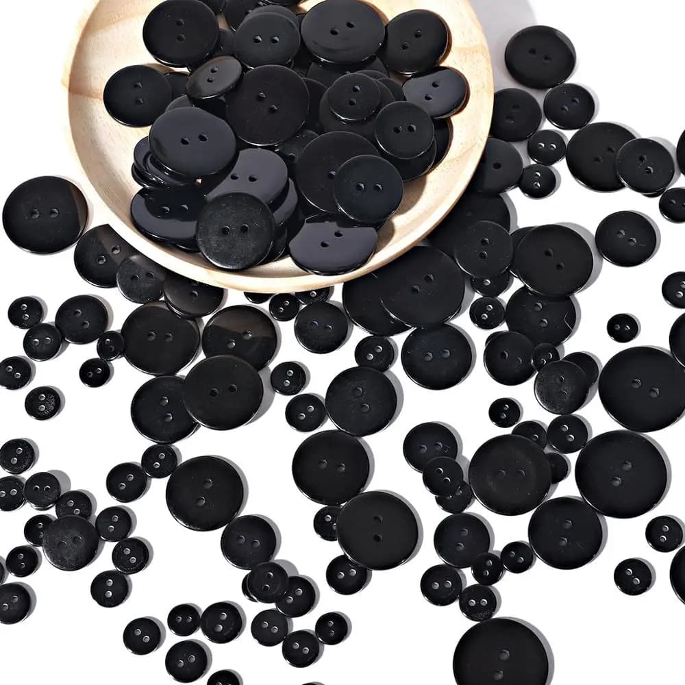 New 9,10,11,15,18,20,23,25mm Resin Sewing Clothes Black Buttons plastic Scrapbooking Round Two Holes Botones Bottoni Botoes