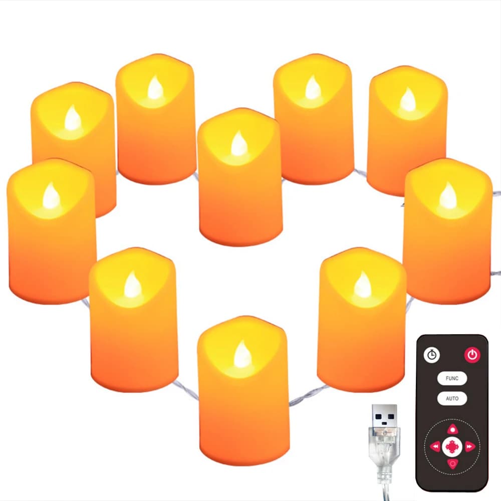 Candela Ha Condotto La Luce Della Stringa di Controllo a Distanza Senza Fiamma Luminoso Tealights Usb/Battery Powered Luci Notturne Bianco Caldo