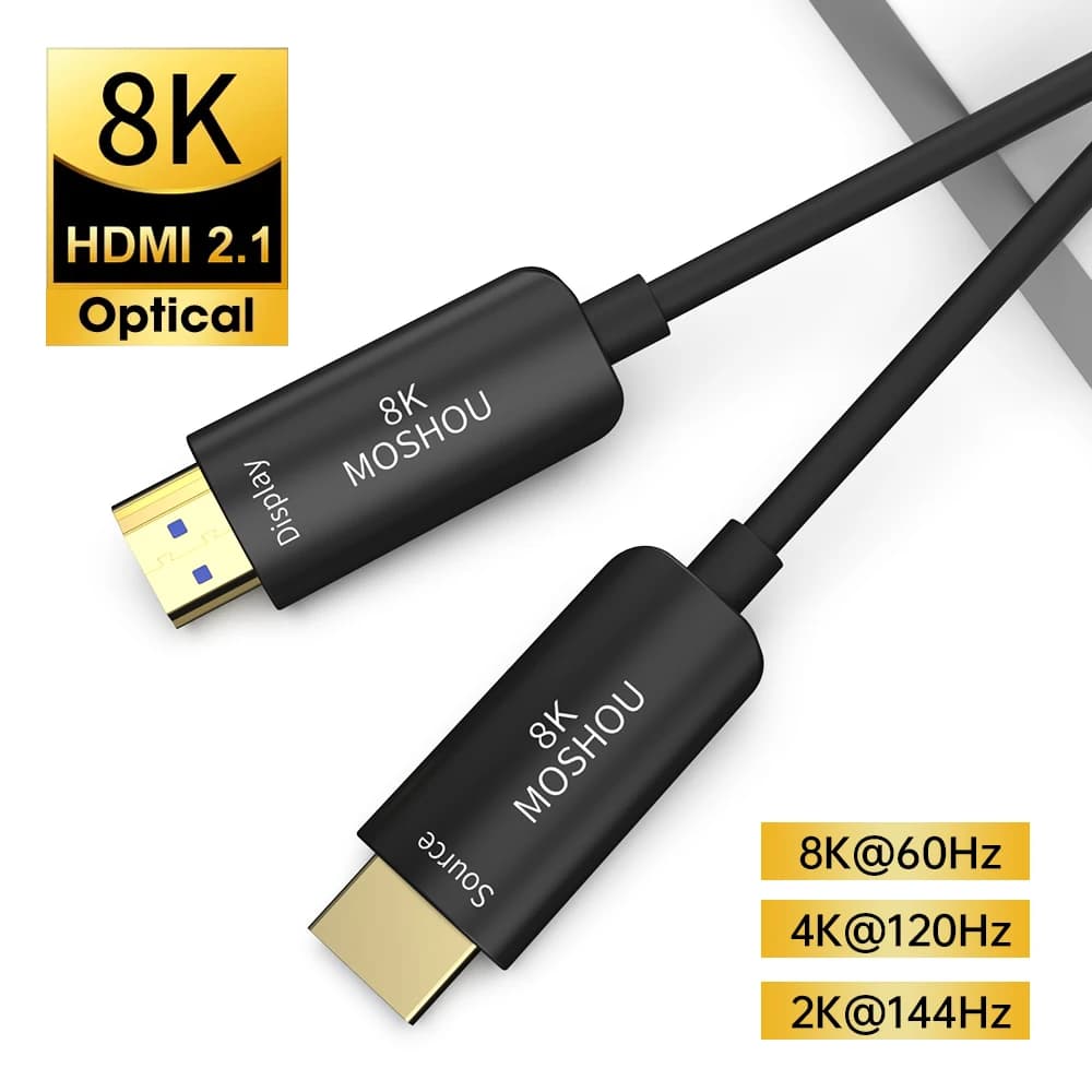 MOSHOU HDMI 2.1 Optical Fiber cable 8K @ 60Hz 4K @ 120Hz 48Gbps HDR ARC HDCP 2.2 For PS4 TV amplifier PS5 Xbox RTX3070 RTX4090