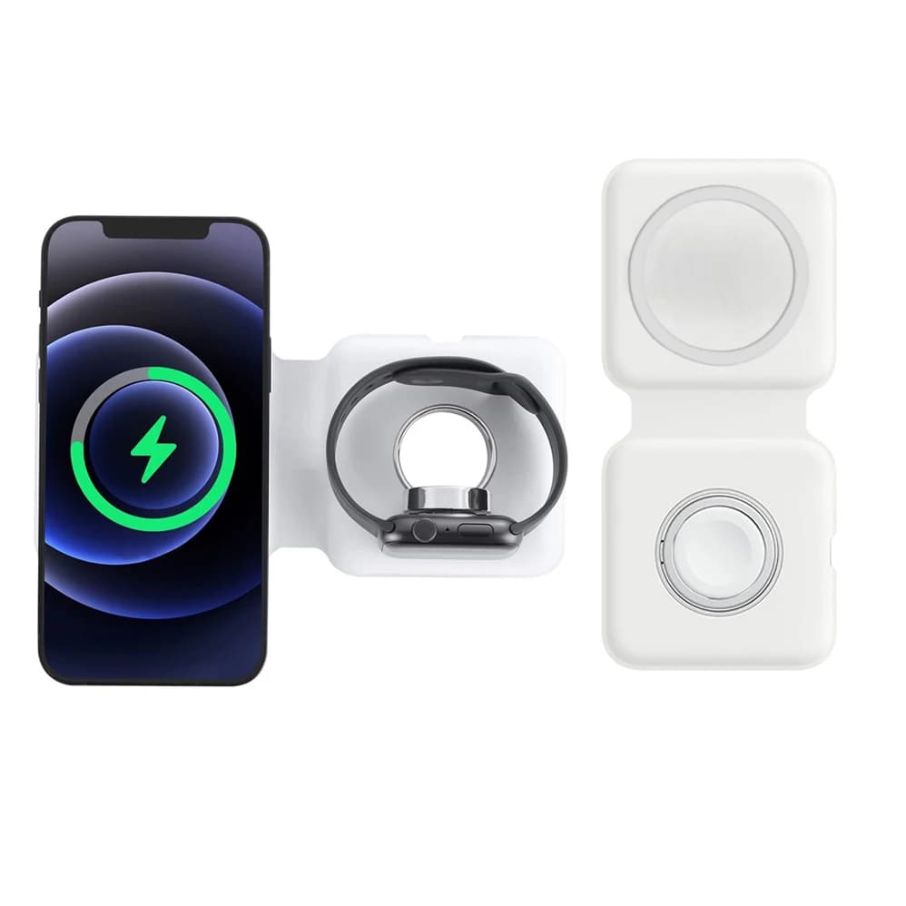 Magsafe duo Dock di ricarica Wireless magnetico 2IN1 per iPhone 12 ProMax 11Pro XS Max XR X 8Plus 12Mini AirPods Apple Watch 5 4 3 2 15W ricarica Wireless veloce