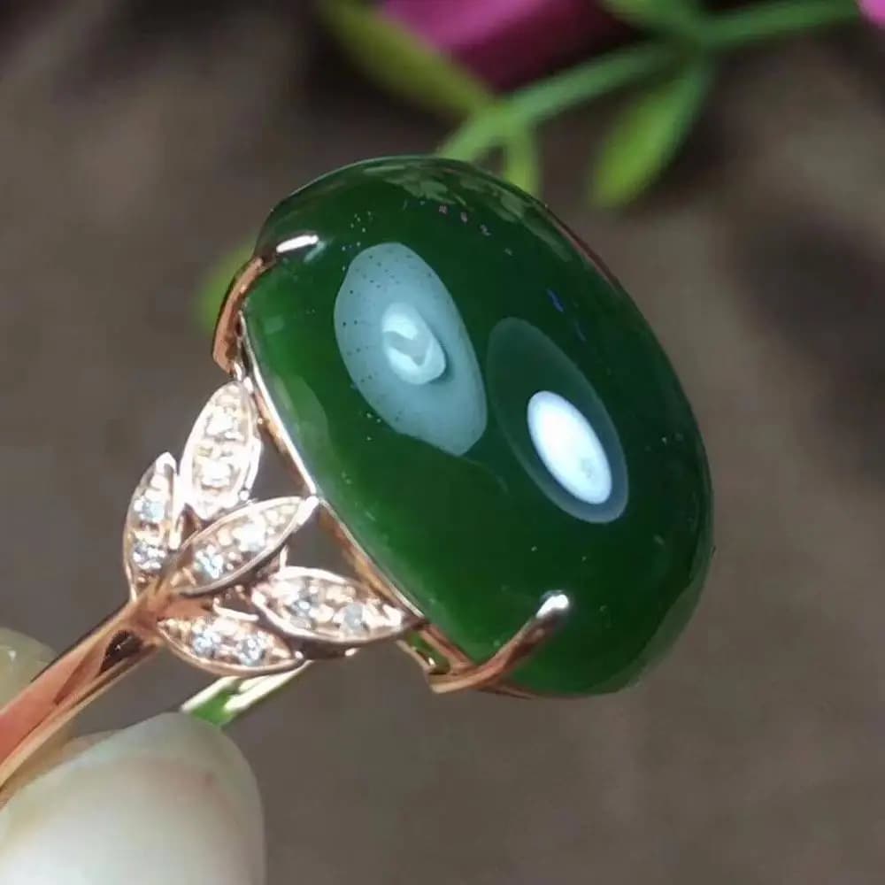 Anelli di moda con anello di giada reale naturale al 100%, veri anelli in argento sterling 925 per le donne