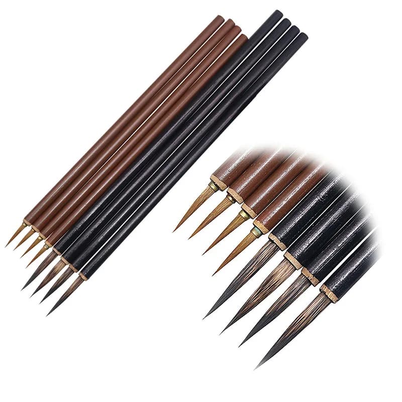 10 Pcs Mix Size Hook Line Pen Watercolor Brush Chinese Calligraphy Artist Art Student Learning Stationery Painting Tool Pen Set