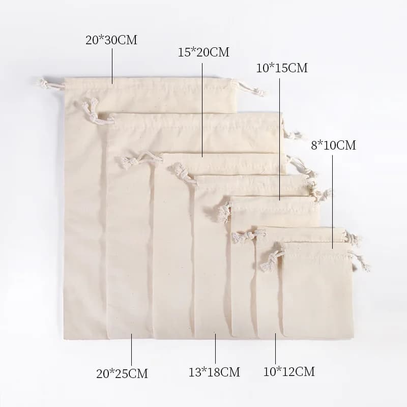 10 pezzi sacchetti di cotone regalo sacchetto con coulisse scatola regalo sacchetti di imballaggio sacchetti di lino regalo esposizione di gioielli sacco di nozze di Natale sacchetto di tela fai da te