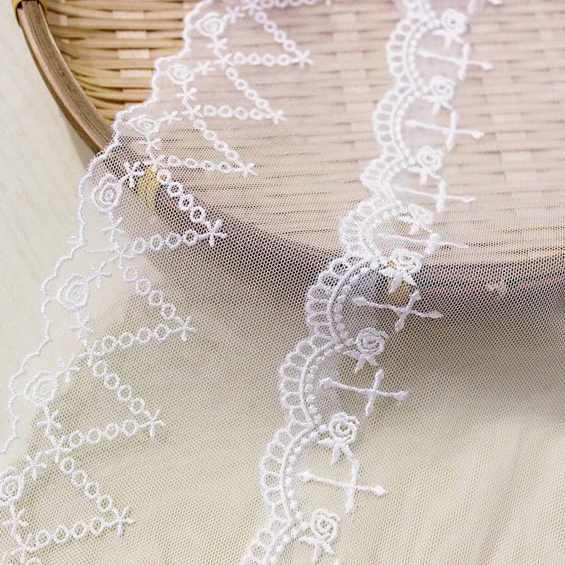 3Yds/lotto 6-12 cm Croce filo di seta fiore di rosa filato netto ricamo abito di pizzo abbigliamento biancheria intima da sposa pizzo decorativo AC002