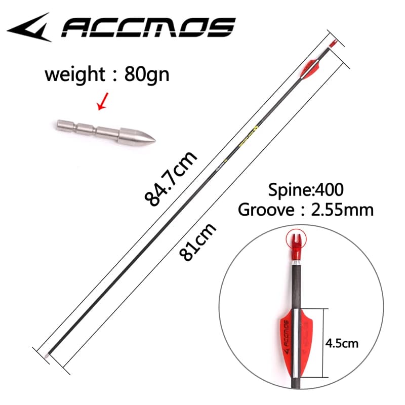 6/12 pezzi freccia in carbonio puro ID4.2mm colonna vertebrale 250 350 400 500 600 700 800 900 1000 lunghezza dell'albero 31 pollici per arco Archey tiro