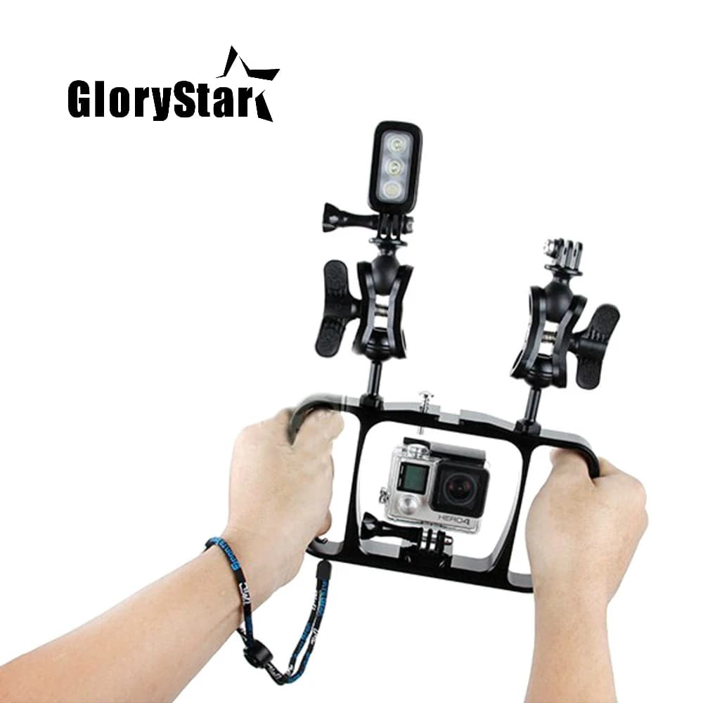 Dual Arm Dive Brace Support for Torch Tray Stabilizer for Gopro Sony SJCAM Action Camera/Smart Spare Parts