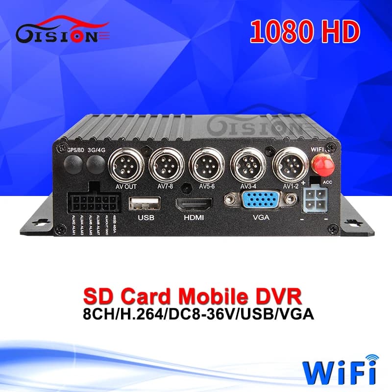 DVR mobile per registratore per auto 8CH SD WIFI AHD, supporto per sorveglianza in tempo reale PC e telefono Bus / camion Mdvr con sensore G I/O
