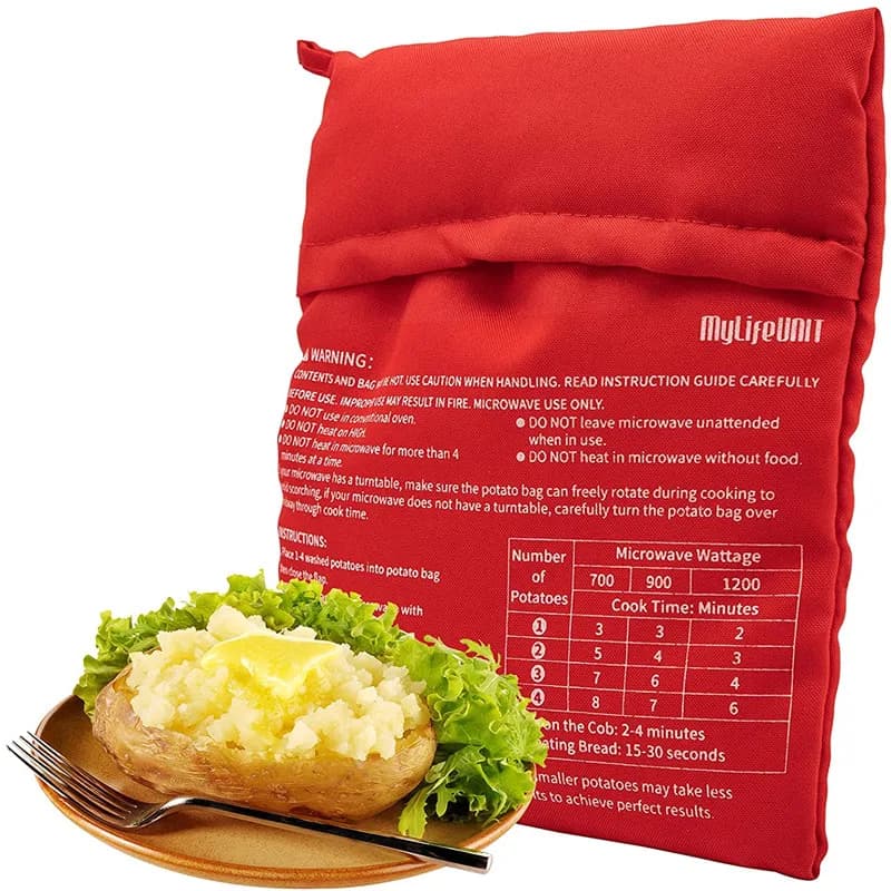 Borsa da cucina per cottura a microonde borsa per cottura a microonde riutilizzabile borsa per cottura a microonde rapida borsa per patate borsa per fornello in tessuto lavabile