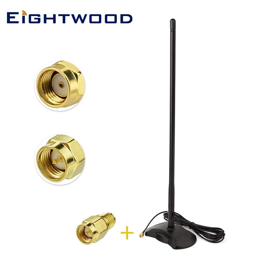Kit Antenna Eightwood 850/900/1900MHz LTE RP-SMA + Adattatore SMA Maschio a RP-SMA Femmina per Ripetitore di Segnale per Telefoni Cellulari