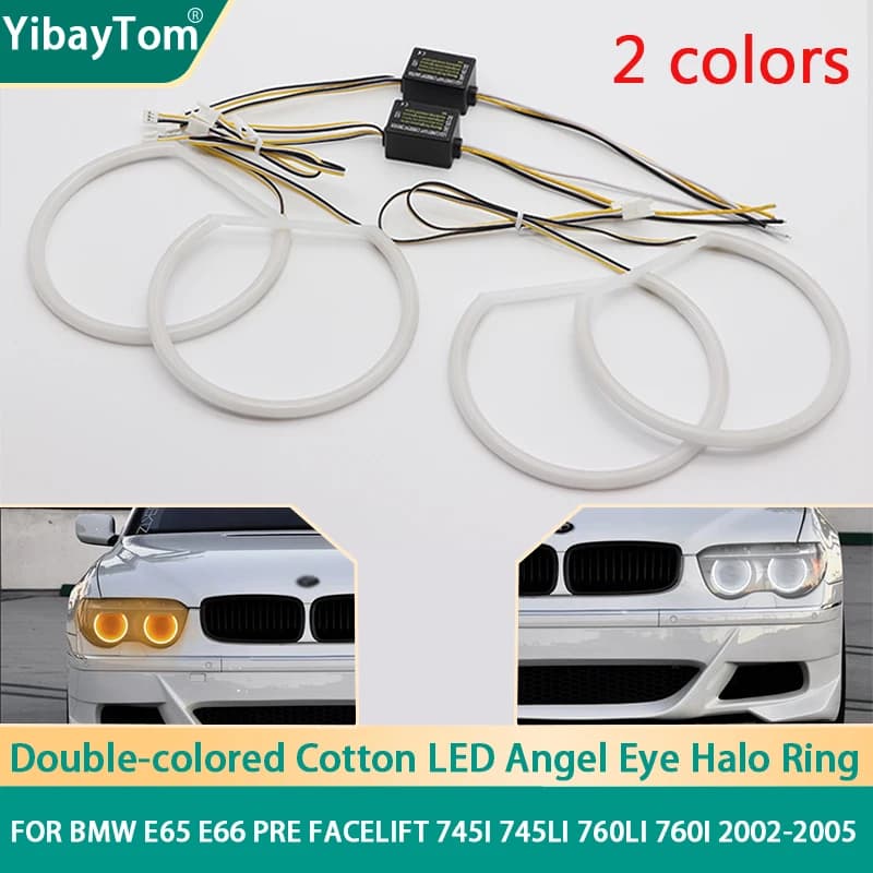 Kit anello Angel Eye LED in cotone SMD super luminoso per BMW E65 E66 PRE FACELIFT 745i 745Li 760Li 760i 2002-05