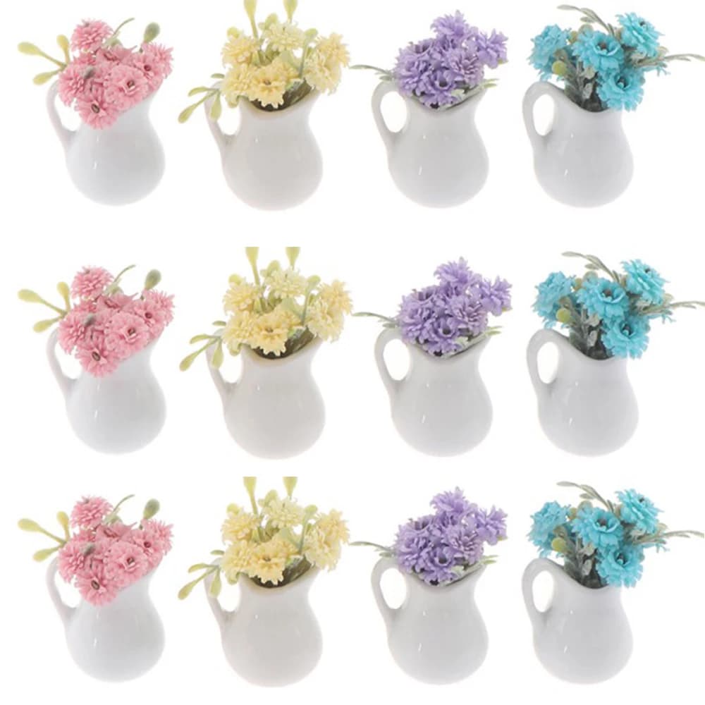 1 pcs 1:12 doll house flowers miniature fairy garden ornament Mini pot plant flower pot decorations for doll houses model Bonsai children's toys