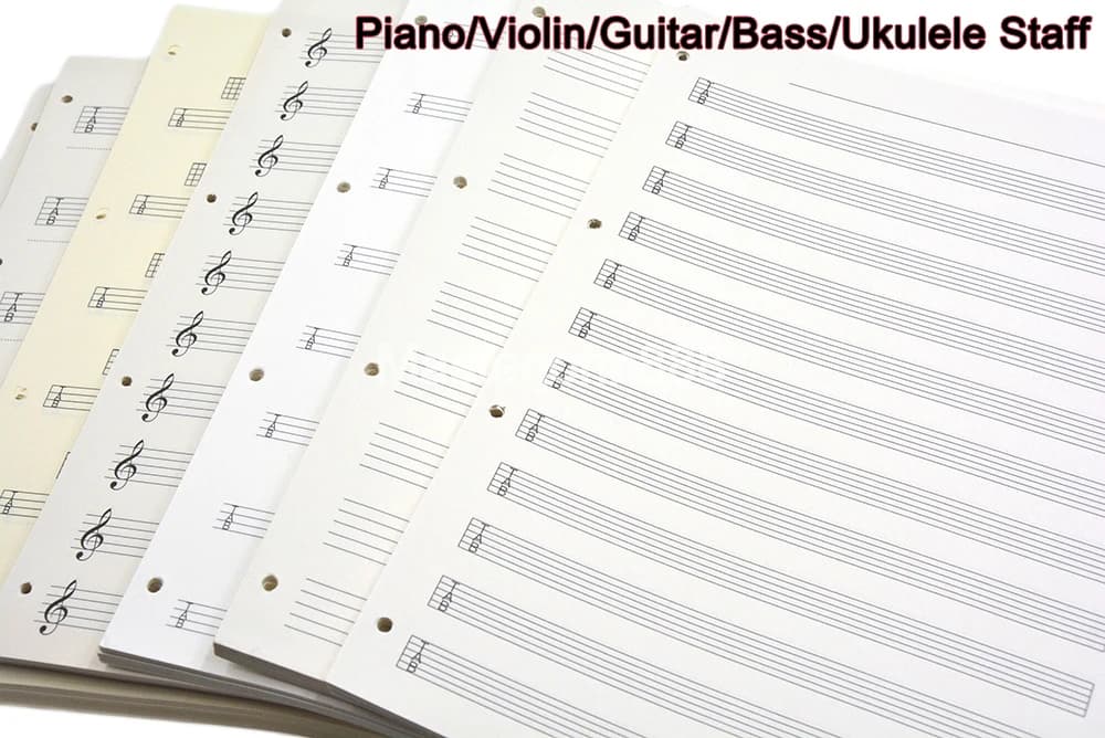 Musica Pianoforte Staff Nota Violino Copriletto Chitarra/Basso/Ukulele Staff Raccoglitore di file A4 Cartella porta archivi per personale di musica degli studenti
