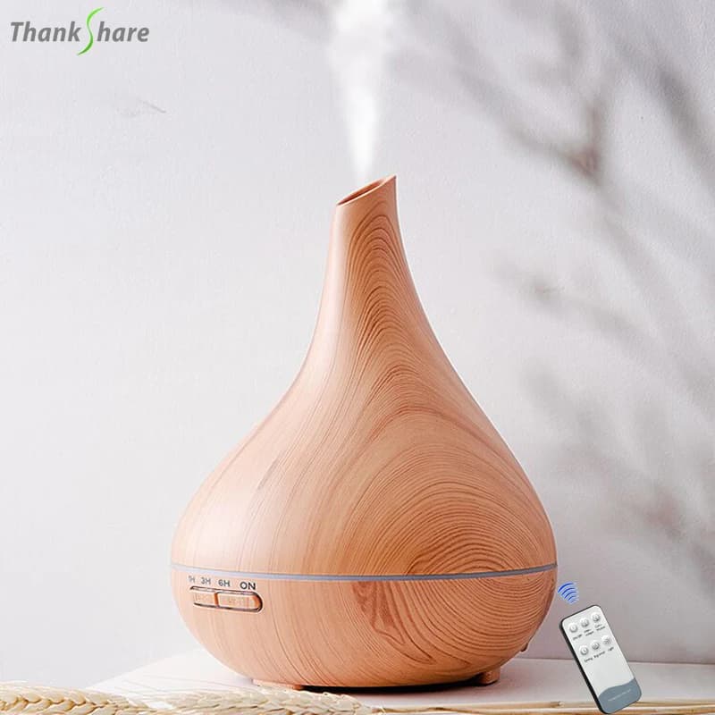 400ML Telecomando Umidificatore Elettrico Aroma Essenziale Diffusore di Olio Ad Ultrasuoni Grano di Legno Umidificatore Mist Maker HA CONDOTTO LA Luce