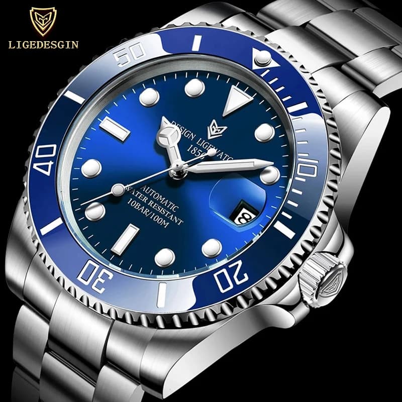 LIGE Luxury Man Watch acciaio inossidabile Tourbillon meccanico automatico orologio da uomo impermeabile Sport militare orologi da polso al quarzo