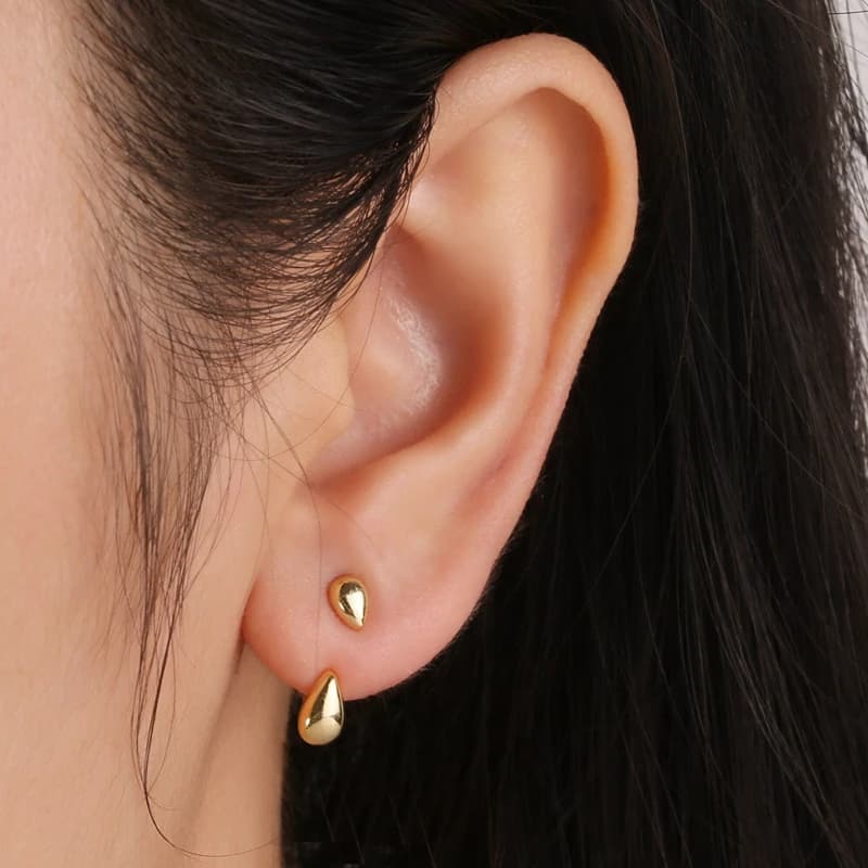 2026 Women Ladies Minimalist Gold/Silver Plated Front Back Ear Jacket Dainty 2 In 1 Stud Earrings for Women