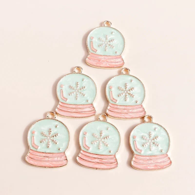 10 pz 22*16mm smalto natale fiocco di neve palla chrons per gioielli che fanno sfera di cristallo Charms ciondolo collana braccialetto fai da te