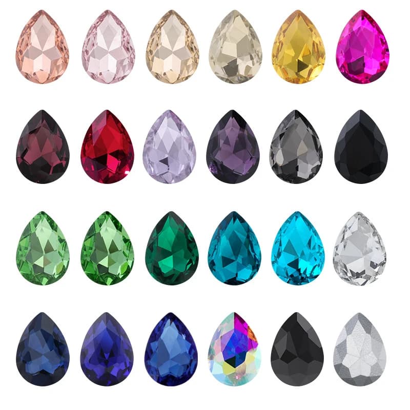 10/20/50pcs/lot Waterdrop Shape Crystal Glass with Slver-Plated Base Fit on Rhinestones Clothing Bag Jewelry Making Accessories