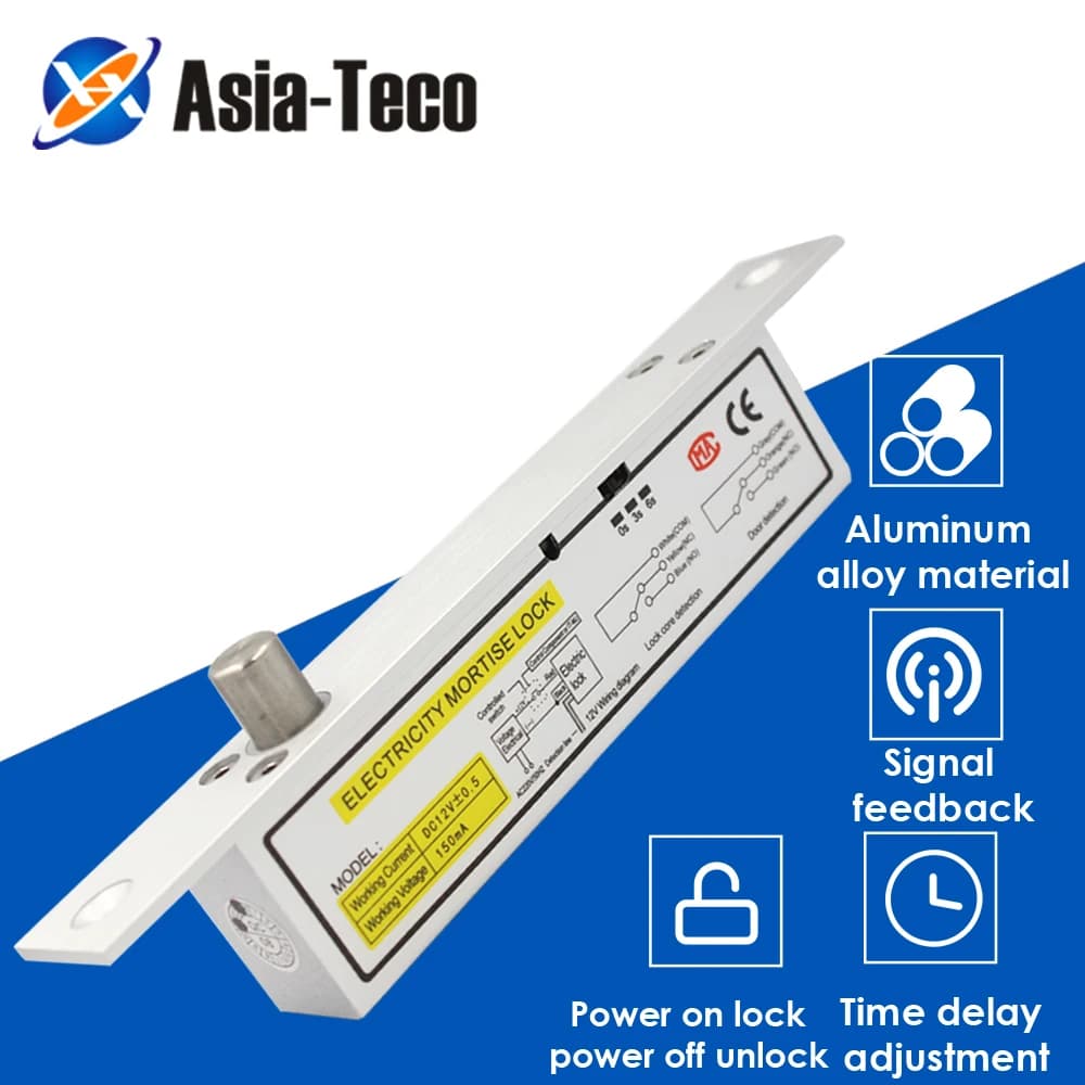 Serratura elettrica a 8 fili DC12V magnetica con Timer serratura da infilare Fail Safe Fail Secure Bolt serratura da infilare NC/NO Output