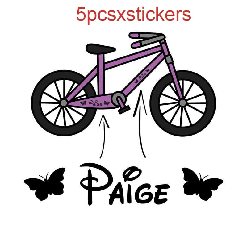 5 pcs for girls name custom bike frame sticker decal vinyl decal for kids bicycle frame bike name helmet water bottle vinyl