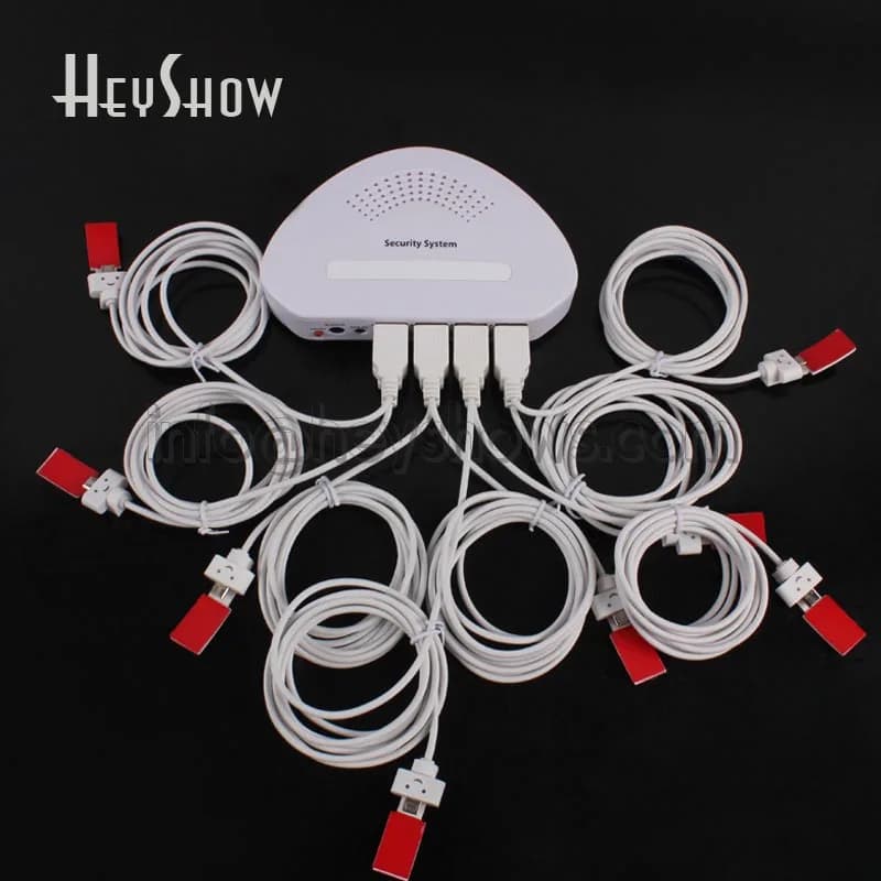 Supporto di sicurezza per telefono Medusa Supporto per display iPad per tablet con allarme antifurto a 8 porte con allarme antifurto e funzione di ricarica
