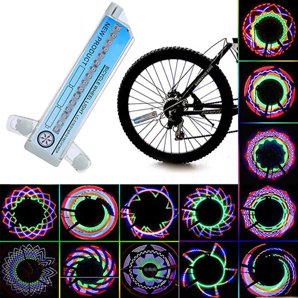 Luci della ruota della gomma della gomma della bici del motociclo della bicicletta 32 luci di riciclaggio all'aperto della lampada della luce del raggio del Flash LED per la ruota da 24 pollici