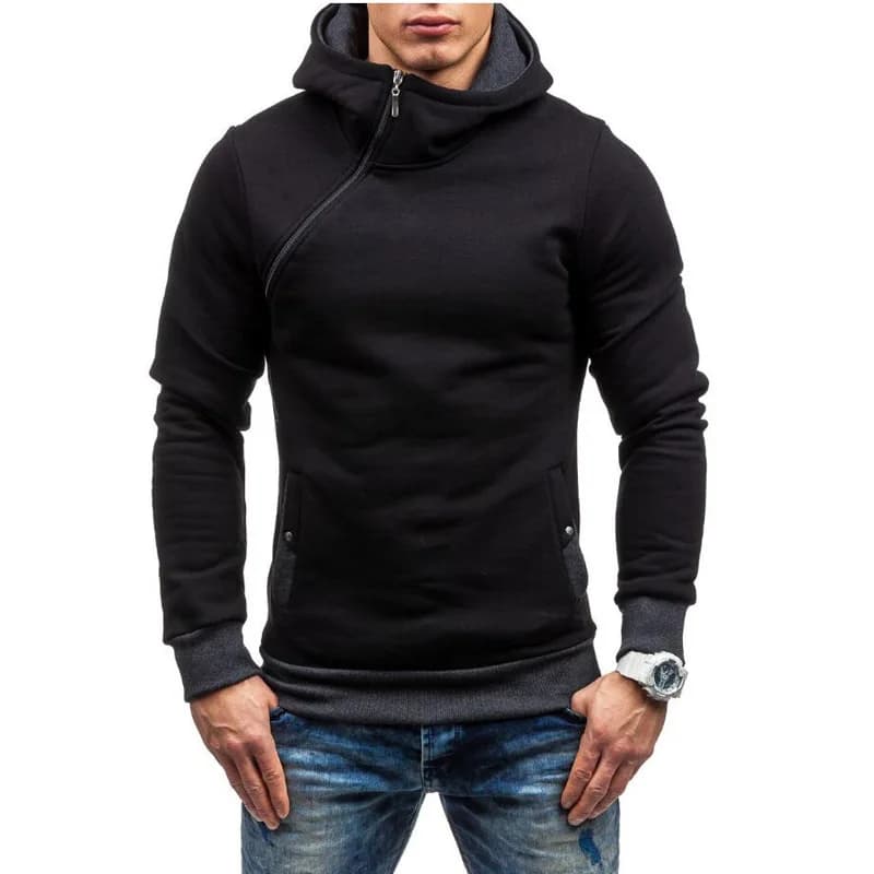 MRMT 2026 Nuova Felpa con Cappuccio da Uomo Slim Fit con Cerniera Diagonale