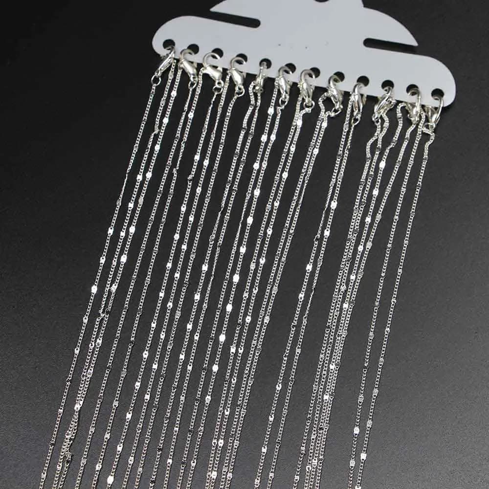 12 pz/pacco 40/45/50/60 cm rodio oro chiusura a moschettone catena per collana fai da te creazione di gioielli risultati sfusi accessori all'ingrosso