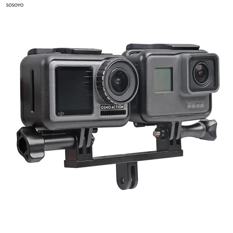Metal Double Double Bracket Holder Tripod Handle with Screw Mount Adapter for Gopro Hero 8 7 6 5 Xiaomi Yi dji Osmo Action Photographic Machine