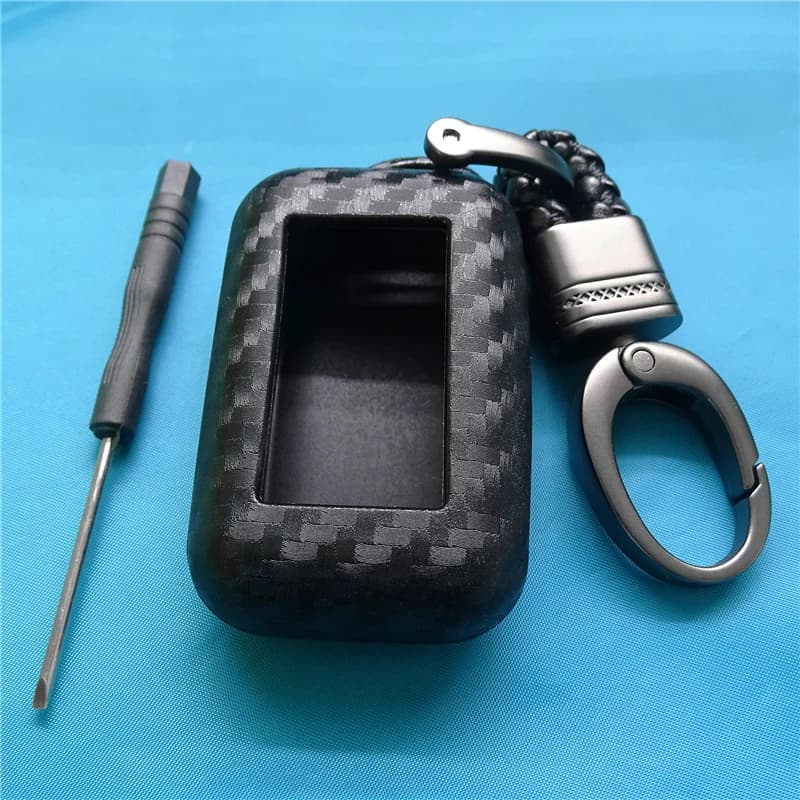 Custodia per chiave per auto in silicone in fibra di carbonio per StarLine E95 E65 E90 E60 E91 E61 Custodia protettiva per telecomando per allarme auto a 2 vie
