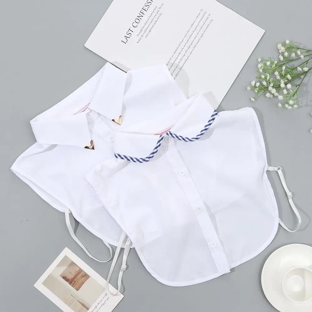 Colletto Finto Staccabile in Cotone alla Moda, Accessorio per Abbigliamento, Finto Cravatta, Colletto a Risvolto per Blusa/Top