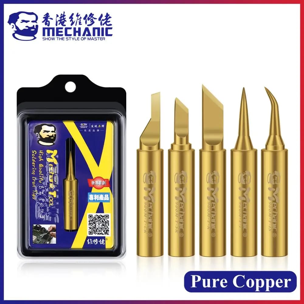 MECHANIC 900M-T Series Pure Copper Super Fine Soldering Iron Tip Soldering Station Tools for PCB Board Component Chips Repair