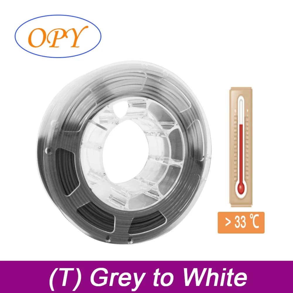 OPY 3D Temperature Change Color Filament PLA Printing 3D Plastic Filaments 1.75 mm 1 kg 100 g 10 m Tri 3 Change color from gray to white