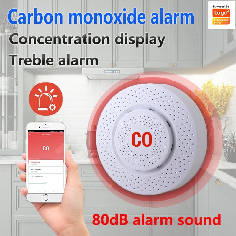Tuya Smart Life CO Rilevatore di perdite di gas di monossido di carbonio WIFI/Zigbee APP Display di concentrazione Sensore di allarme per rilevamento fumo Casa