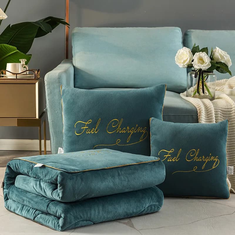 2 In 1 cuscino da viaggio divano per auto cuscino da tiro lombare ricamo coperta trapunta cuscini pieghevoli cuscini trapunta Patchwork coperta