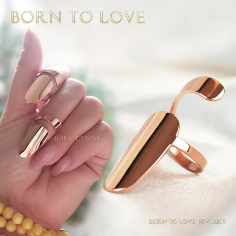 Fancy Punk Gothic Metallic Copper Nail Finger Ring Knuckle Armor Rings Party Cosplay Dress Makeup Tip Thumb Decor Gift for Girls