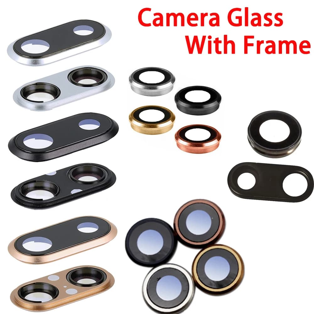 Copriobiettivo in vetro per fotocamera posteriore posteriore con cornice per iPhone 6 6Plus 6s 6sPlus 7G 7 Plus 8 8Plus