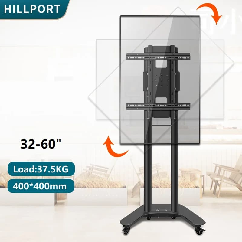 Carrello TV mobile HILLPORT Supporto TV al plasma LCD LED piatto da 32"-60" Supporto per monitor rotante per schermo paesaggistico e ritratto 5200
