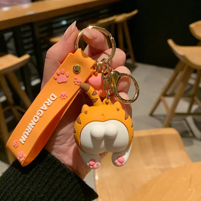 Portachiavi con culo di gatto Cartone animato femminile Coppia carina Amanti Coppia Borsa regalo Ornamento Portachiavi per auto Cordino Giocattolo per bambini INS Regalo per ragazza Kawaii