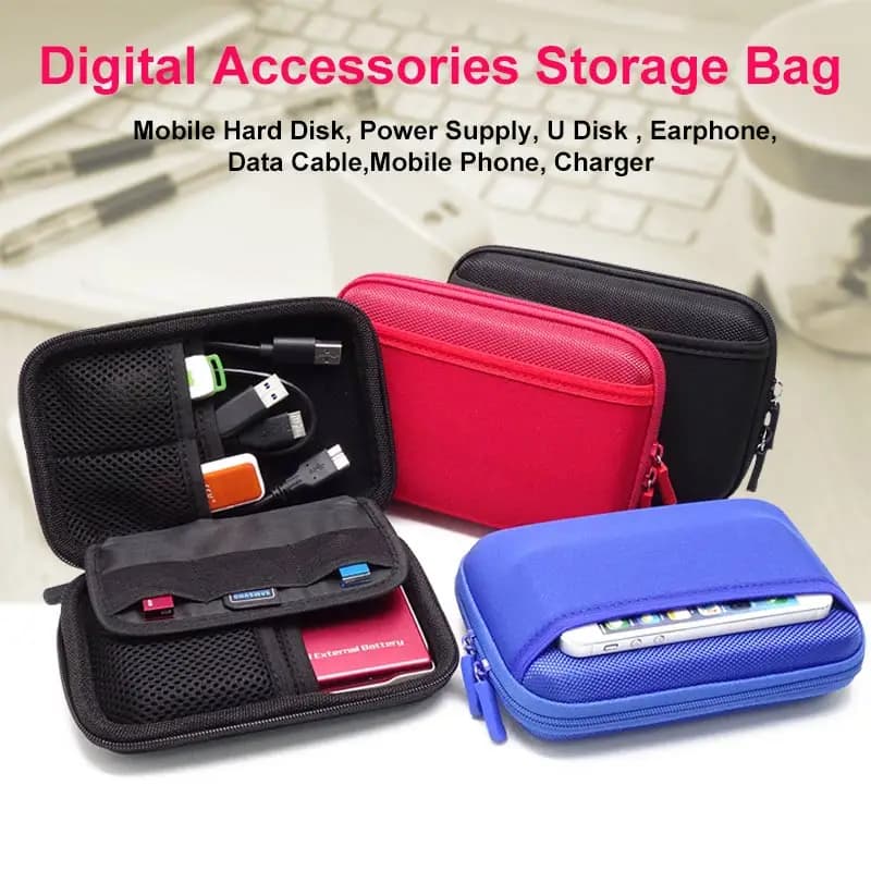 Custodia per disco rigido esterno da 2.5 pollici borsa da viaggio portatile Power Bank AD Card cavo dati USB scatola protettiva per custodia HDD SSD da 2.5 pollici