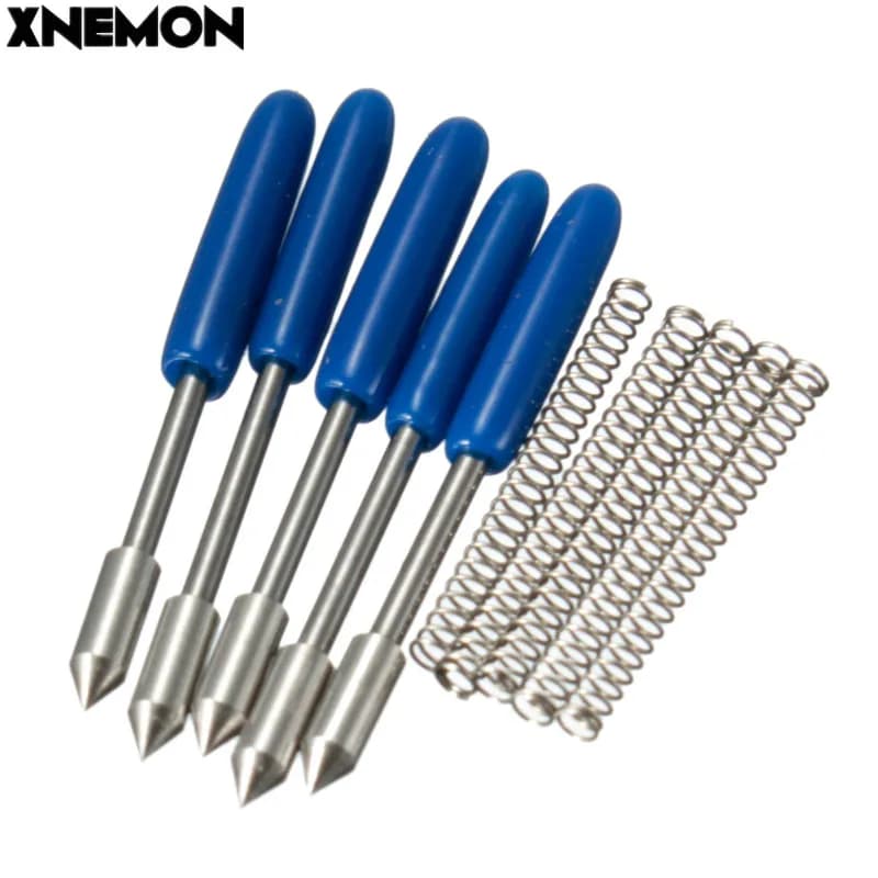 XNEMON 5 PZ Lame da 60 Gradi per Plotter da Taglio in Vinile Graphtec CB09 + Molle Lunghezza Gambo 19mm Diametro: 2mm/0.078"