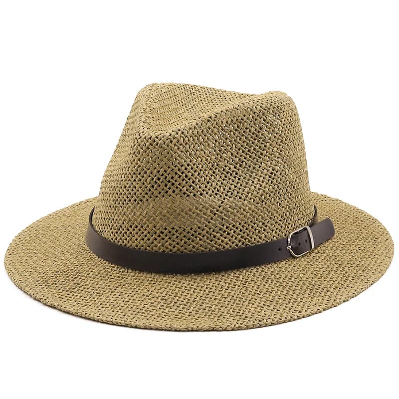 Cappello Panama jazz semplice con cintura cappelli da sole estivi per donna uomo Sombrero Beach cappello Fedora in paglia cappello di protezione UV Chapeau